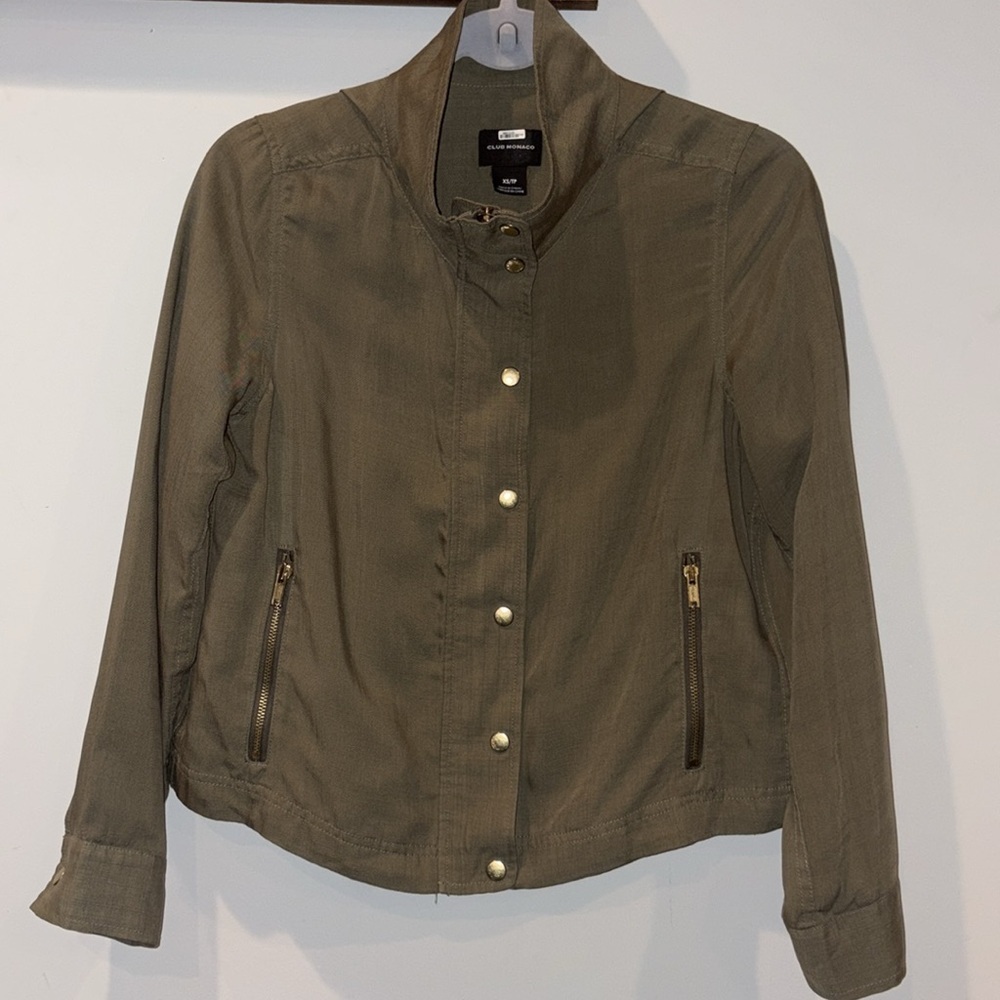 Club Monaco Darby Tencel Utility Shirt Jacket Size XS Olive Green - Picture 3 of 14